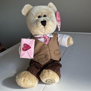 2007 Starbucks 58th Edition Bearista Boy Bear Plush Valentines Day Hearts Tie